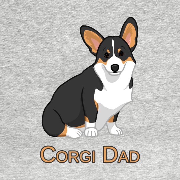 Cute Black Tricolor Pembroke Corgi Dog Dad by csforest